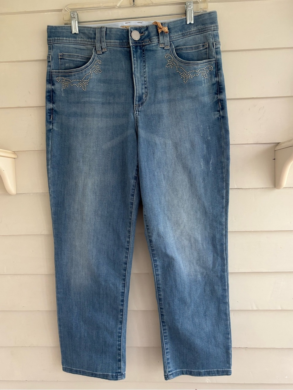 Democracy High Rise Slim Straight Jeans Stud Embellishment Size 16 (see note)
